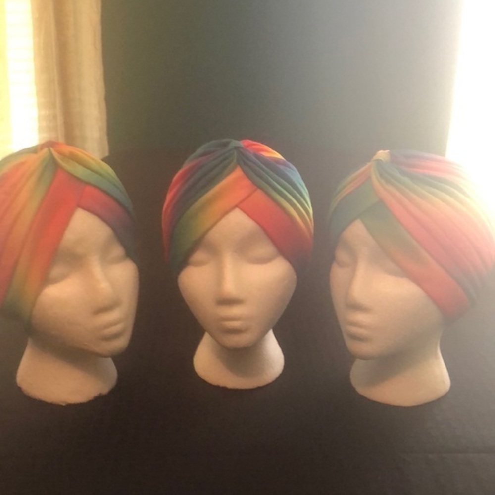 BEAUTIFUL RAINBOW TURBAN HAT